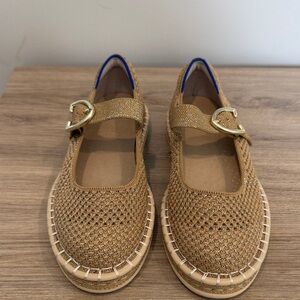 Rothy's Gold Woven Mary Jane Flats with Buckle